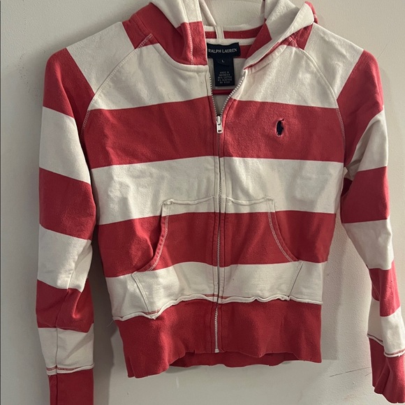 Ralph Lauren Bold Red and Cream Striped Hoodie - Picture 1 of 2